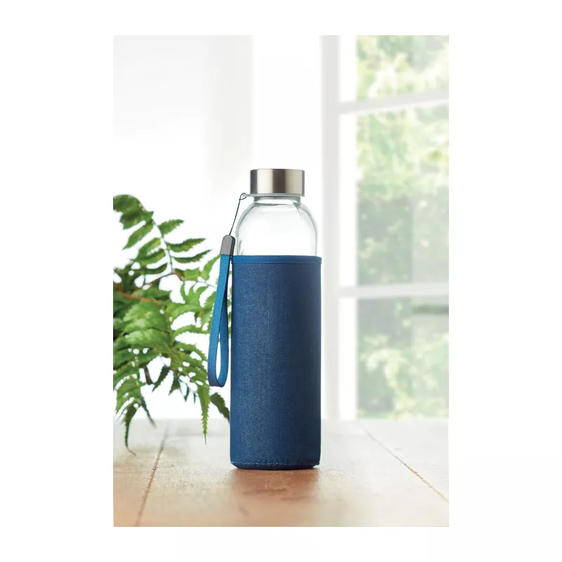 Butelka szklana 500 ml w etui UTAH DENIM - Niebieski (MO6192-04)