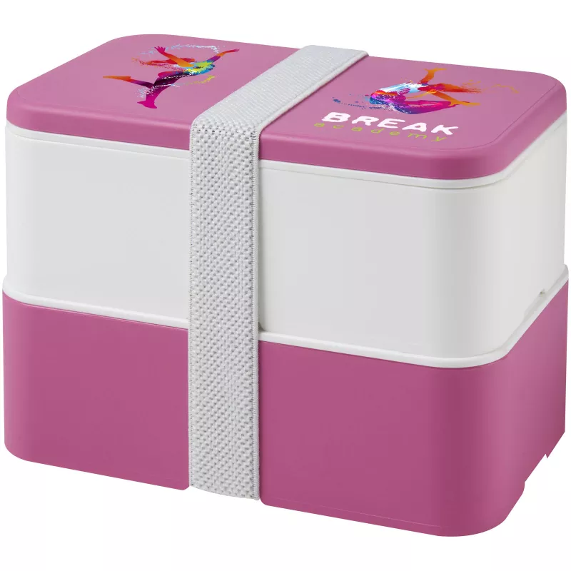 Dwupoziomowe pudełko na lunch 2 x 700 m MIYO - Biały-Różowy (21047004)