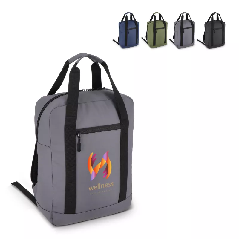 Plecak z powłoką PU, wykonany z materiału R-PET 600D, 27,5 x 12 x 37,5 cm, 12 l - szary (LT95362-N0061)