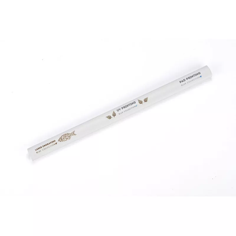 Ołówek stolarski z linijką 17,8 cm OBO - twardość F - biały (19690-01)