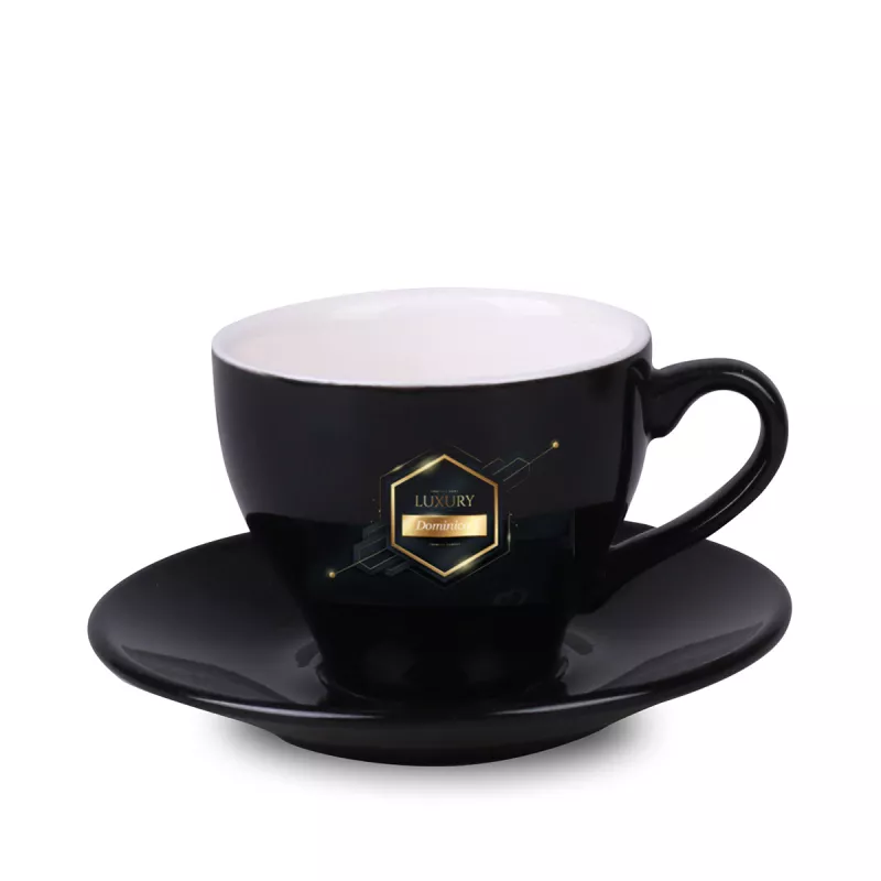 Filiżanka porcelanowa ze spodkiem Verona Nero Set 130 ml - czarno-biały (C/247/130ml-CZARNO-BIAŁY)