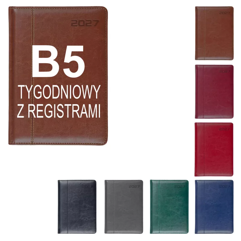 Kalendarz książkowy B5, tygodniowy, z registrami NEVRO- - różne kolory (KK-VCN-724RT)