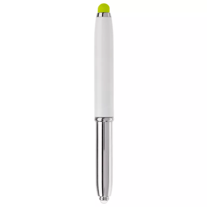 Długopis Stylus Shine z touch penem i z latarką - biało / jasnozielony (LT87794-N0132)