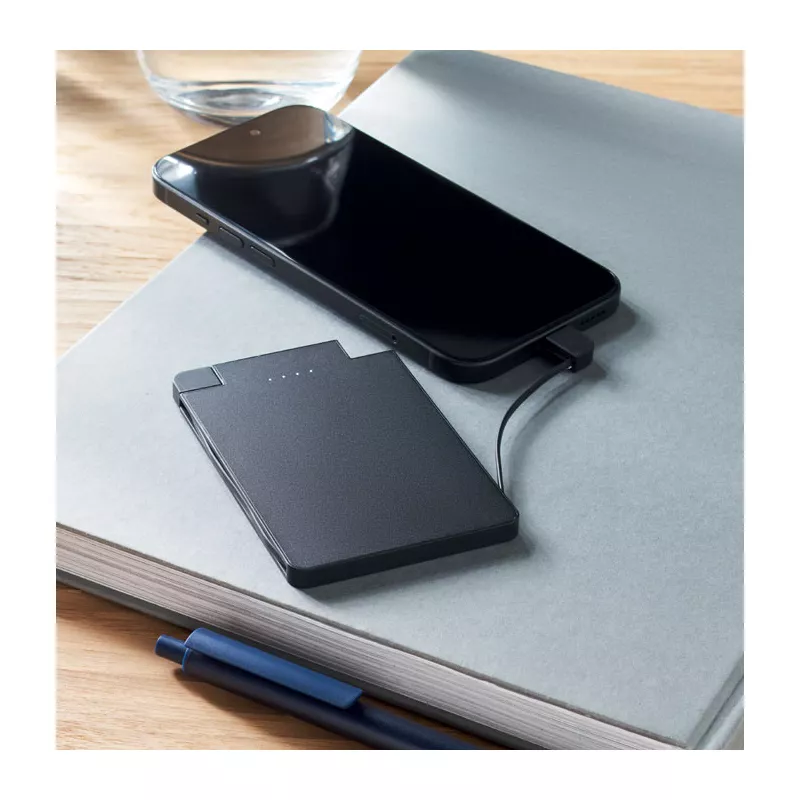Powerbank magnetyczny 2500 mAh z kablami SLIMPO - Czarny (MO2510-03)