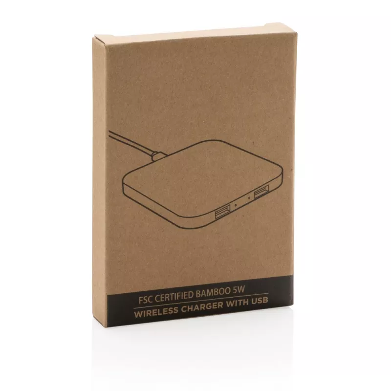 Bambusowa ładowarka bezprzewodowa 5W - brązowy (P308.149)