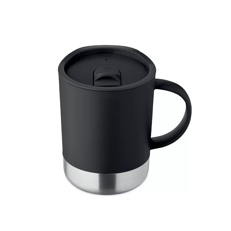Kubek z PP z przesuwaną pokrywką 300 ml BEAKER - Czarny (MO2772-03)