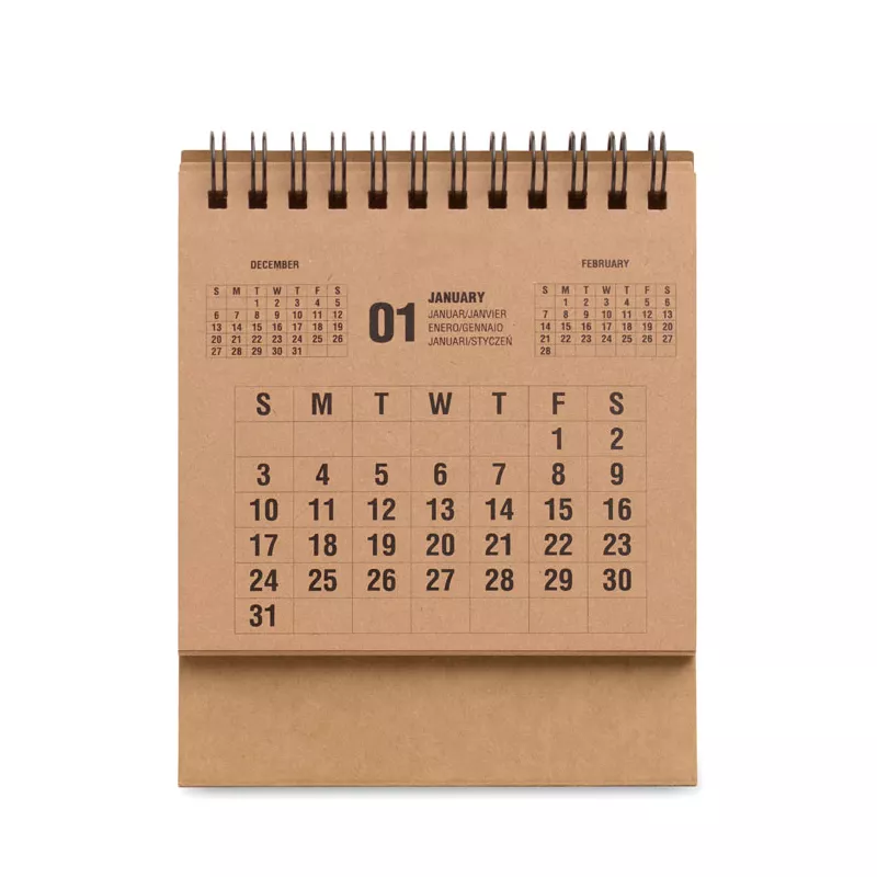 Kalendarz biurkowy 4-letni z papieru kraft YEARS - Bezowy (MO3223-13)