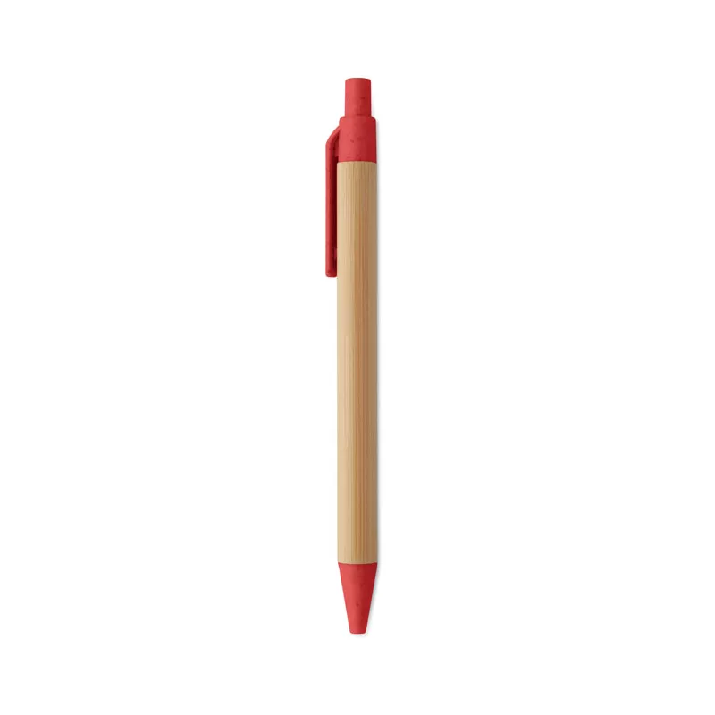 Długopis bambusowy z końcówkami ze słomy ITEA COLOUR - Czerwony (MO2635-05)