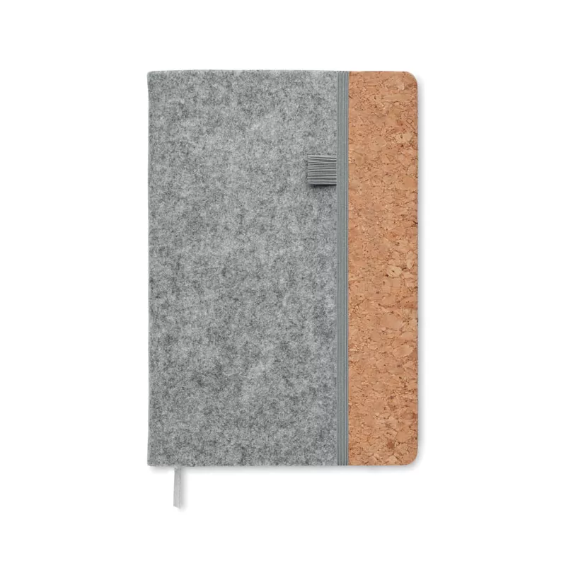 Notes A5 w okładce z filcu 80 kartek w linię CORKBOOK - Szary (MO2553-07)