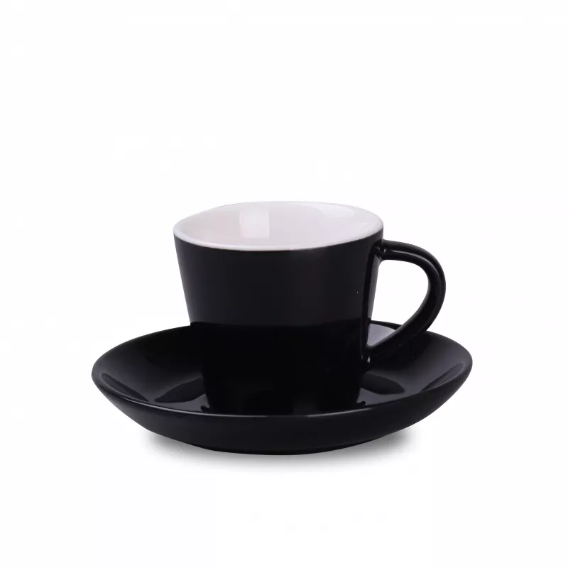 Filiżanka porcelanowa ze spodkiem Victor Nero Set 120 ml - czarno-biały (C/253/120ml-CZARNO-BIAŁY)