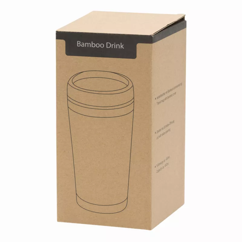 Kubek termiczny BAMBOO DRINK - brązowy, srebrny (56-0304571)