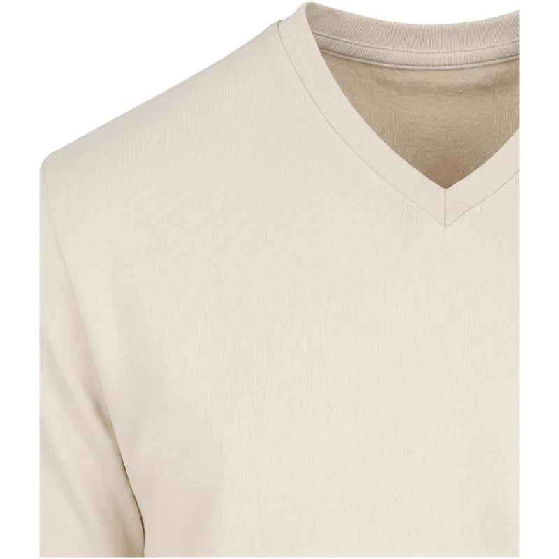 Balfour organiczna koszulka unisex z krótkim rękawem i dekoltem w serek, wykonana z materiału o gramaturze 200 g/m², z certyf - Sandstone (39665-SANDSTON)