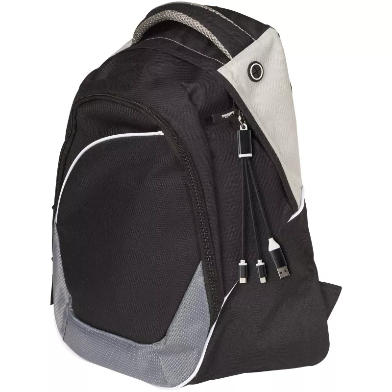 Metal kabel do ładowania 4 w 1 z aluminium z recyklingu z łańcuchem do kluczy - Czarny (12438290)