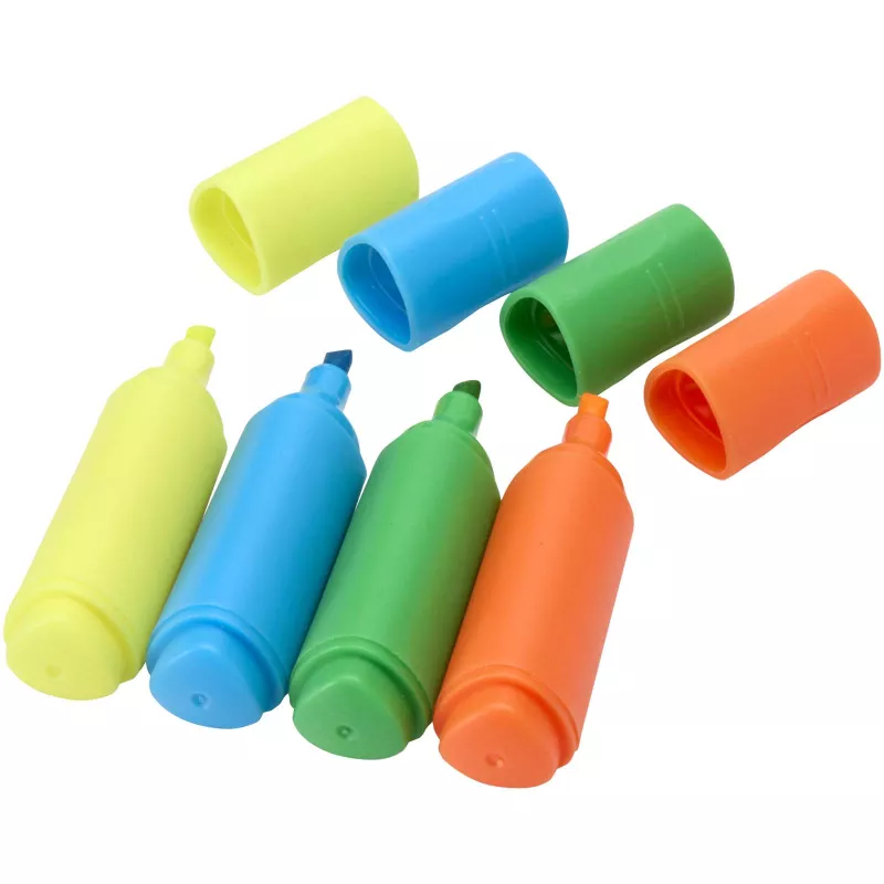 Zestaw minizakreślaczy wykonanych z tworzywa sztucznego pochodzącego z recyklingu - Wielokolorowy (10647099)