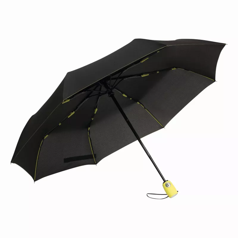 Automatycznie otwierany i składany, wiatroodporny parasol kieszonkowy - czarny, żółty (56-0101253)