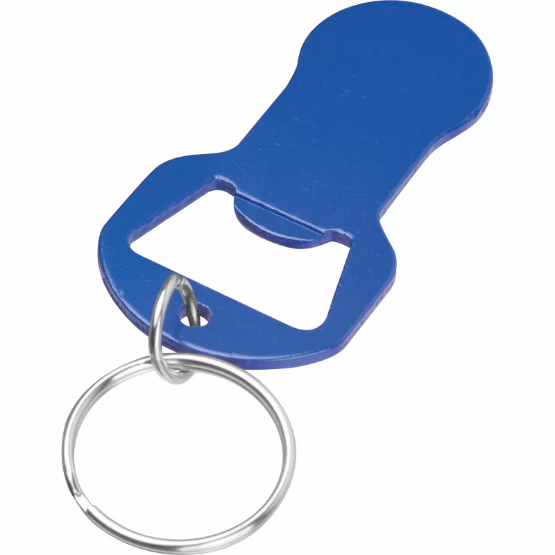 Brelok z otwieraczem do butelek i żetonem do wózka z aluminium z recyklingu OLIWIER - white (9544504)