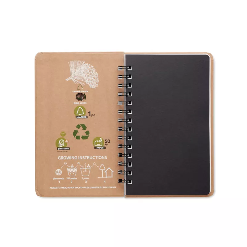 Notes A5 z nasionami 72 kartki w linię GROWNOTEBOOK - Bezowy (MO6225-13)