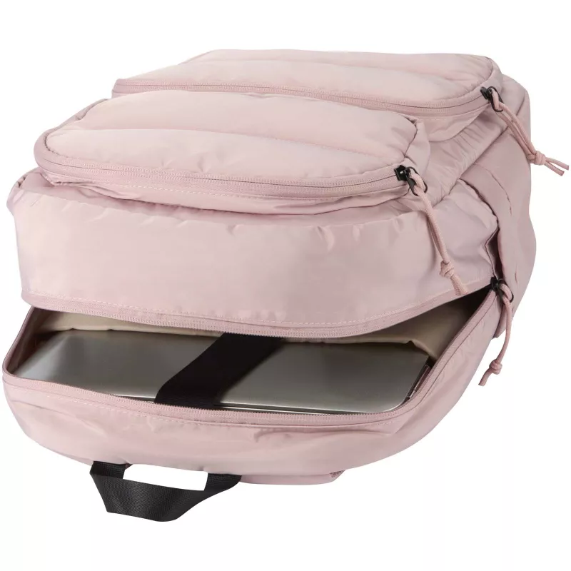 Puffer plecak na laptopa o przekątnej 15,6 cali o pojemności 18 l wykonany z materiałów z recyclingu z certyfikatem GRS - Dusty Pink (13011470)