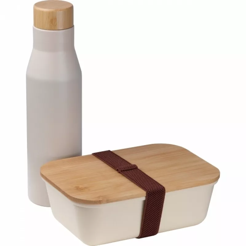 Zestaw lunchbox 1000 ml i butelka termiczna 500 ml TORONTO - beżowy (485213)