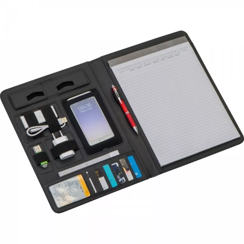 Folder A4 z notatnikiem w linie GABRIELE - czarny (2063503)