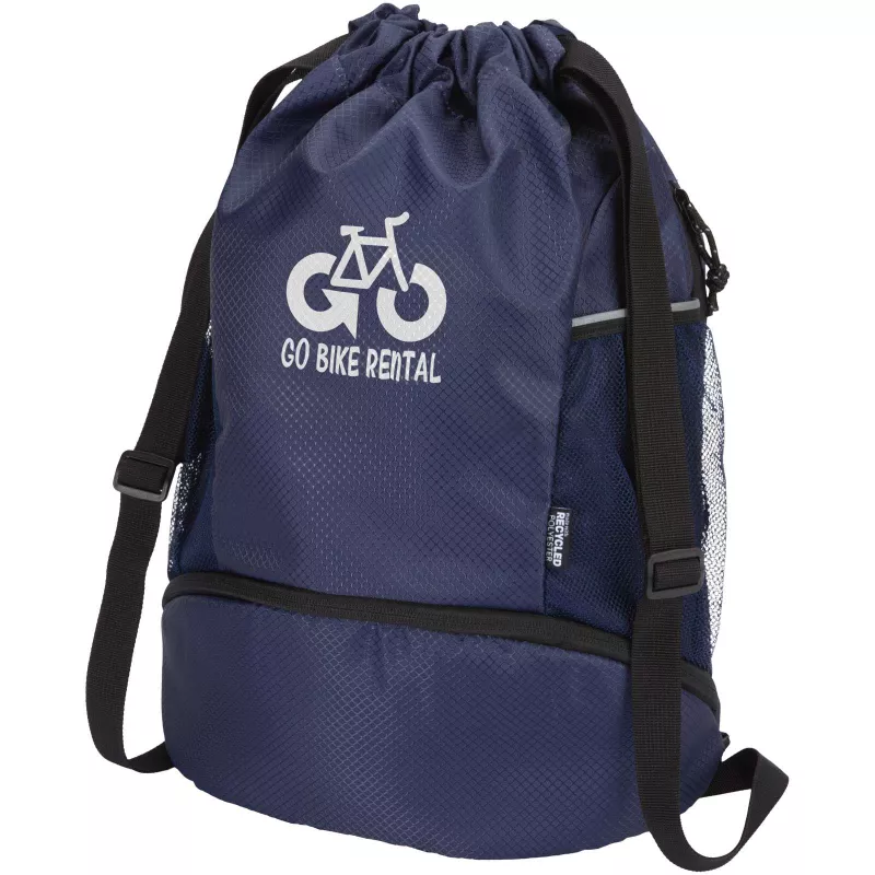 Nomad ściągana na sznurek torba sportowa z recyklingu z certyfikatem GRS o pojemności 18l z dolną komorą - Granatowy (13009955)