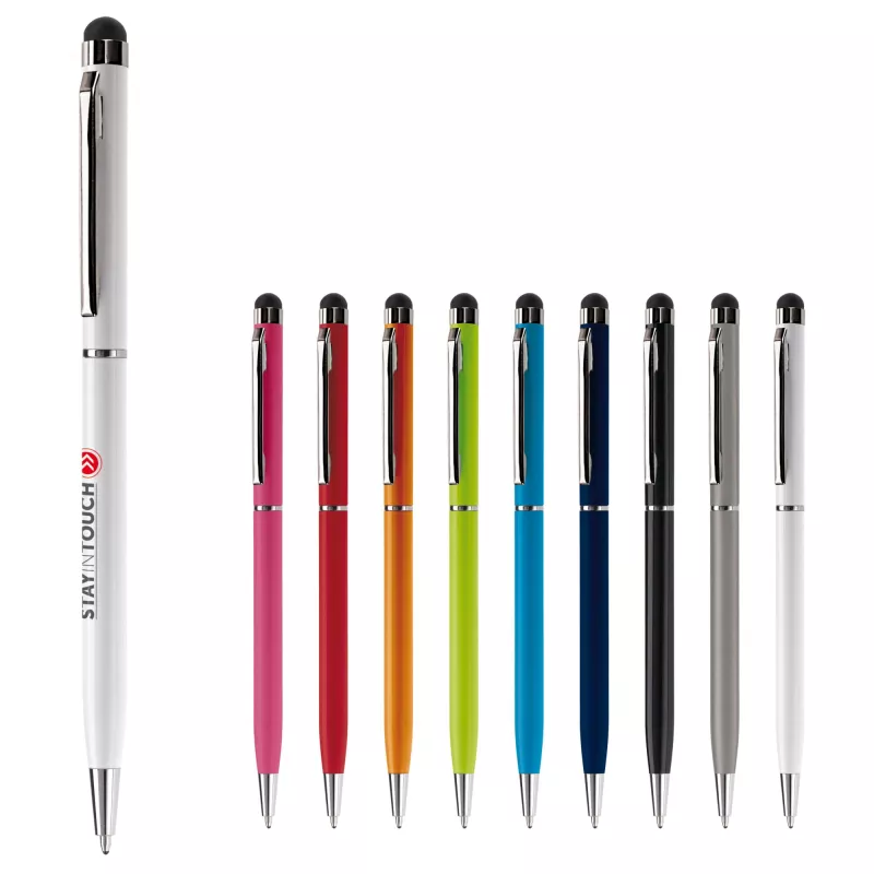 Długopis aluminiowy z dotykowym rysikiem - ciemnoróżowy (LT87557-N0078)