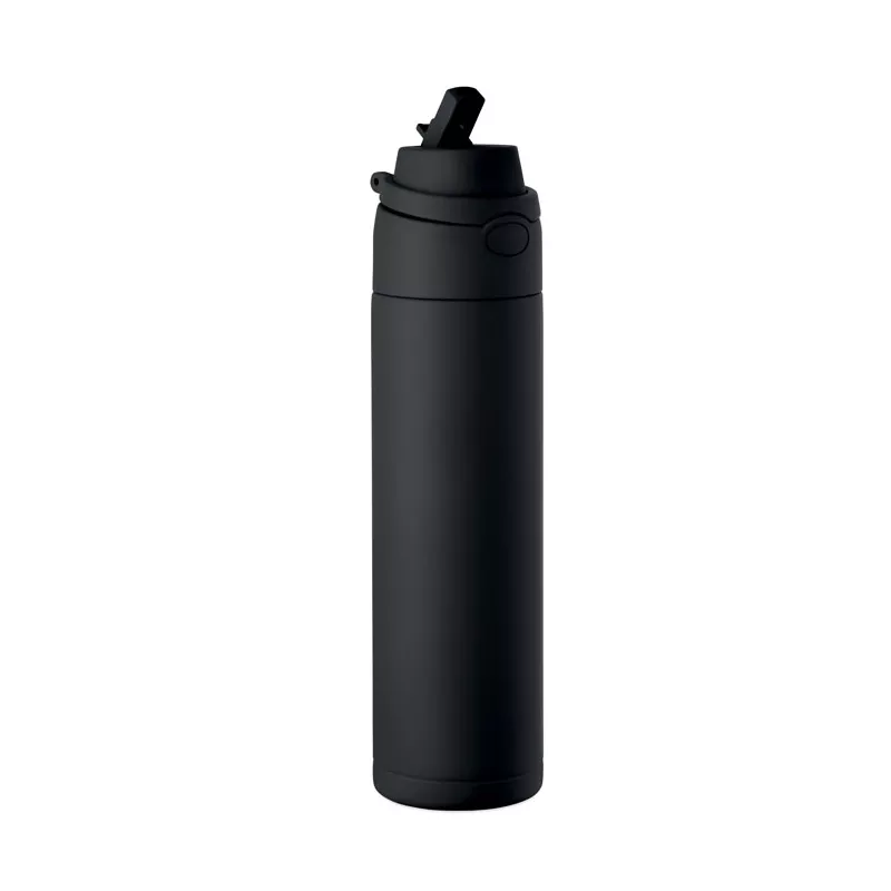 Butelka stalowa ze słomką 650 ml TOIEN ONE - Czarny (MO2989-03)