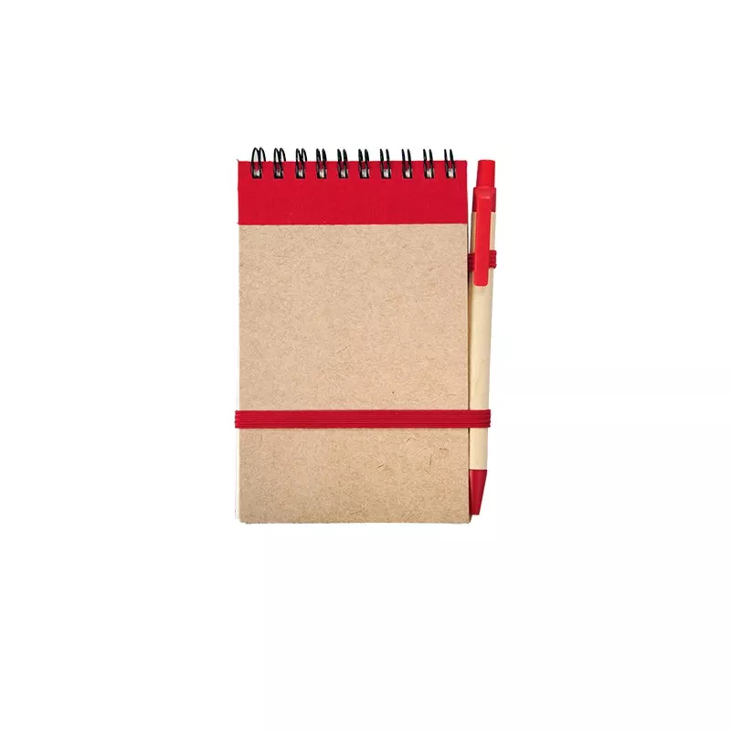 Notes Kraft 90x140/70k gładki z długopisem - czerwony (R73795.08)