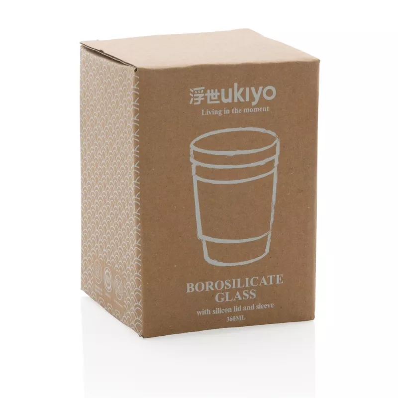 Szklany kubek podróżny Ukiyo 360 ml - szary (P432.702)