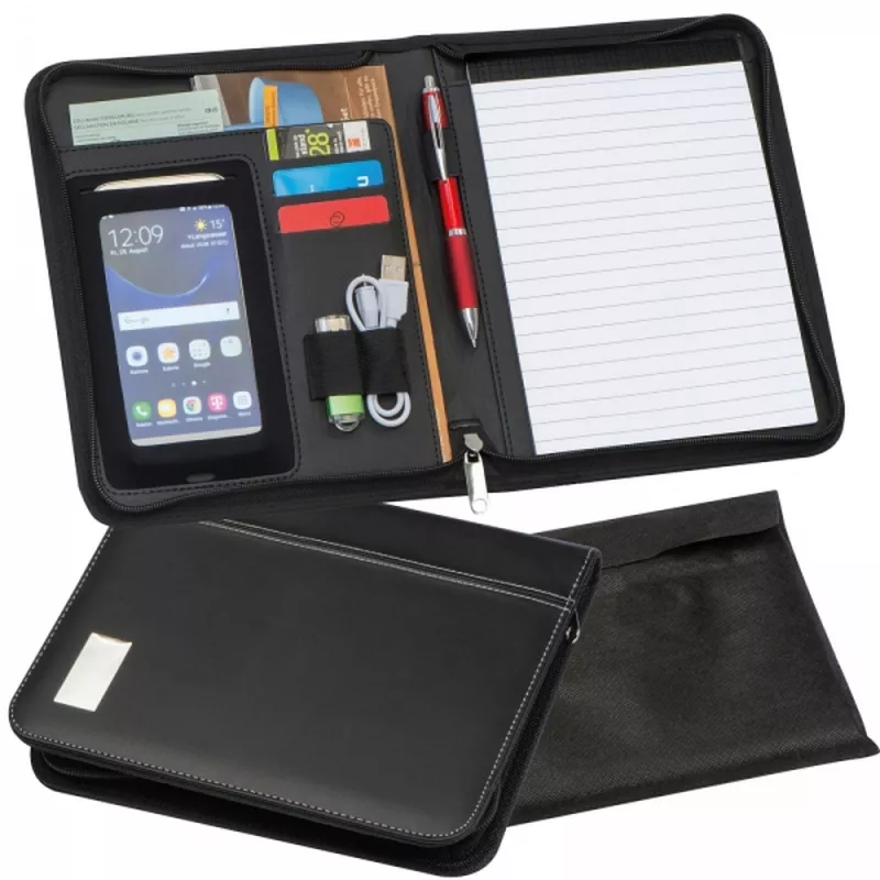 Folder A5 z notatnikiem w linie LOGAN - czarny (2063303)