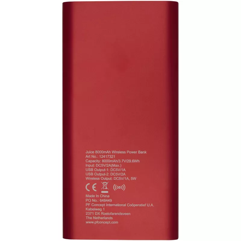 Juice bezprzewodowy powerbank, 8000 mAh - Czerwony (12417321)