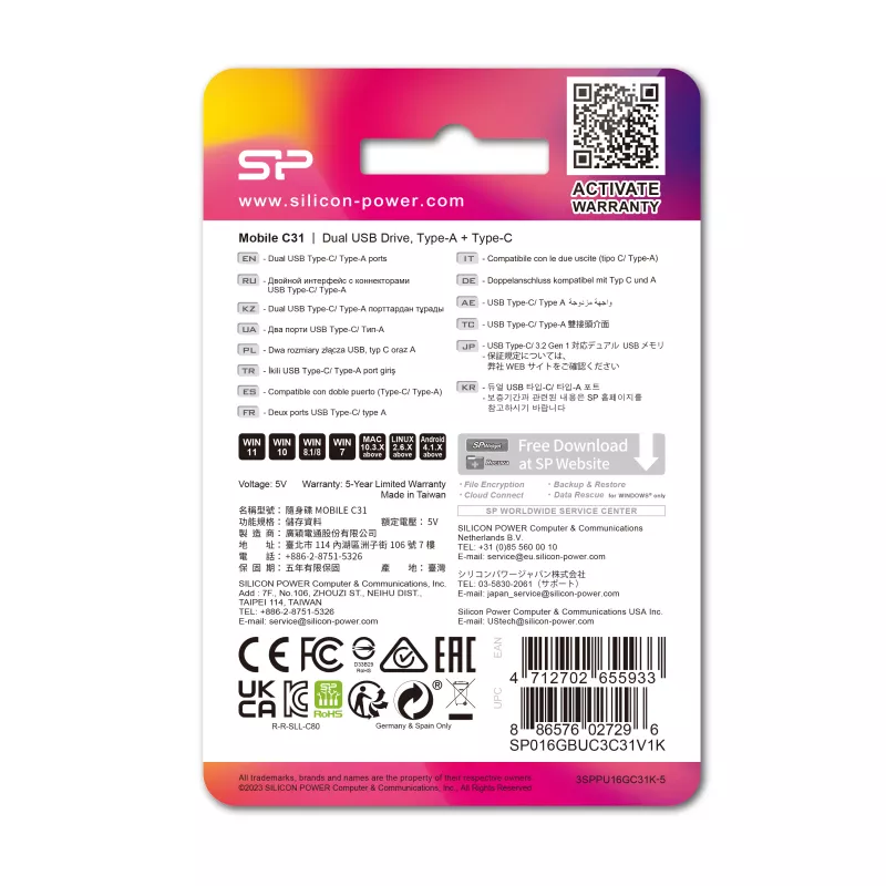 Pendrive Mobile C31, 128GB 3.0 Silicon Power - czarny (EG 816803 128GB)