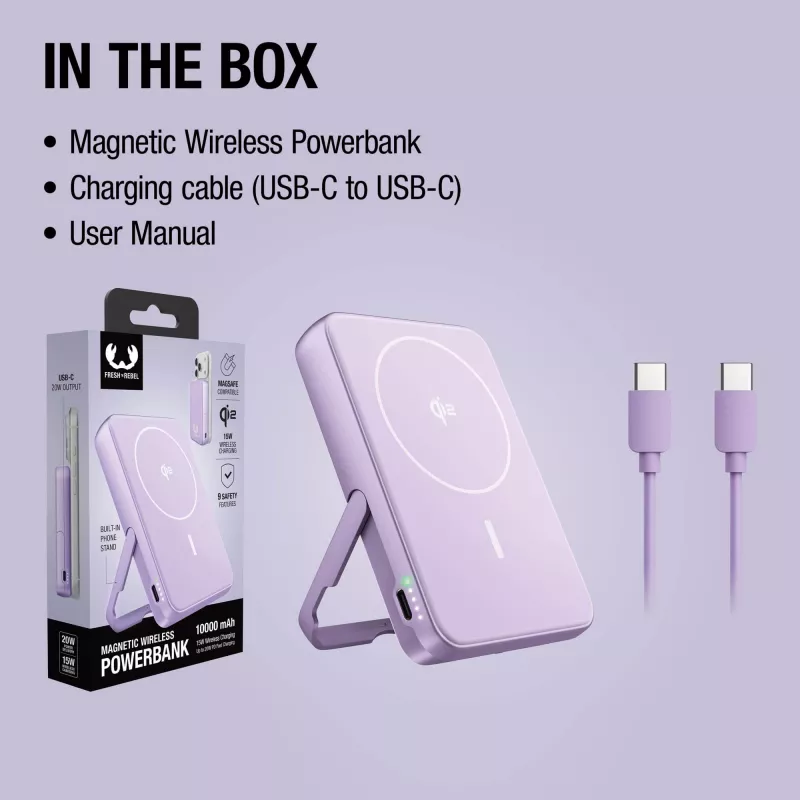 Fresh 'n Rebel Powerbank bezprzewodowy 10000 mAh kompatybilny z MagSafe - liliowy (LT49745-N0071)