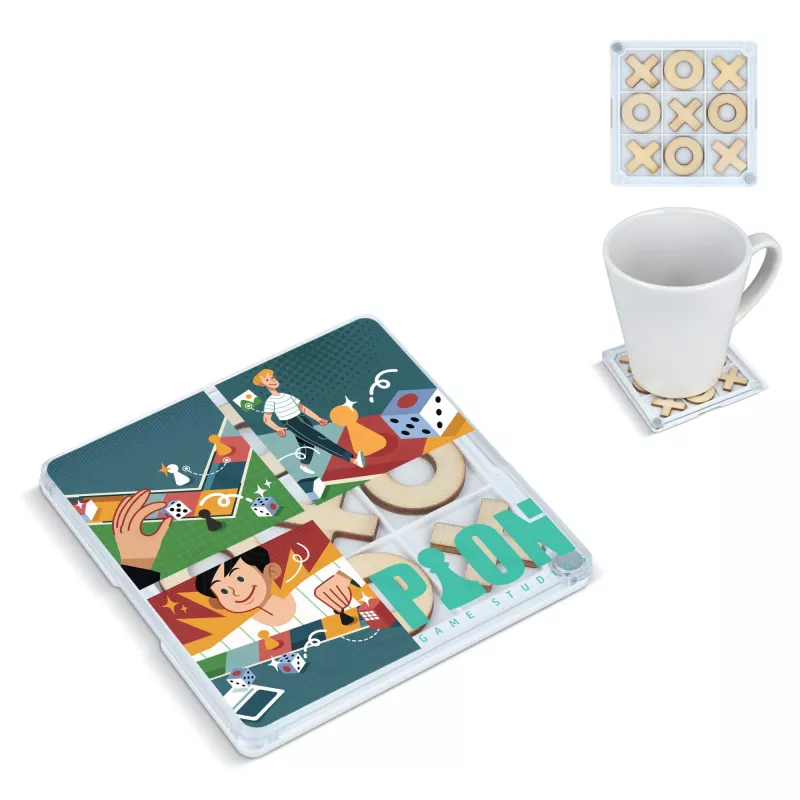 Podkładka pod kubek Tic-Tac-Toe - biały (LT93080-N0001)