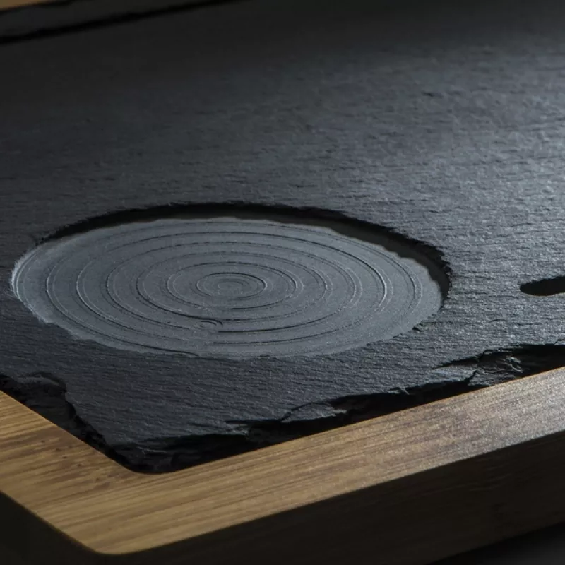 Taca bambusowa z łupkiem SERGIO - czarny (8055803)