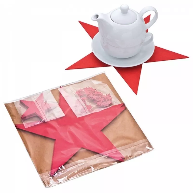 Zestaw podkładek z filcu gwiazdki KARLSTAD - czerwony (335905)