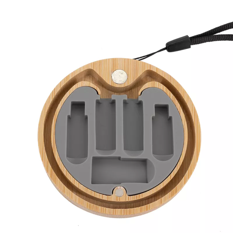 Kabel 4w1 w drewnianej obudowie, LH-ZM01 - beżowy (EG059313)