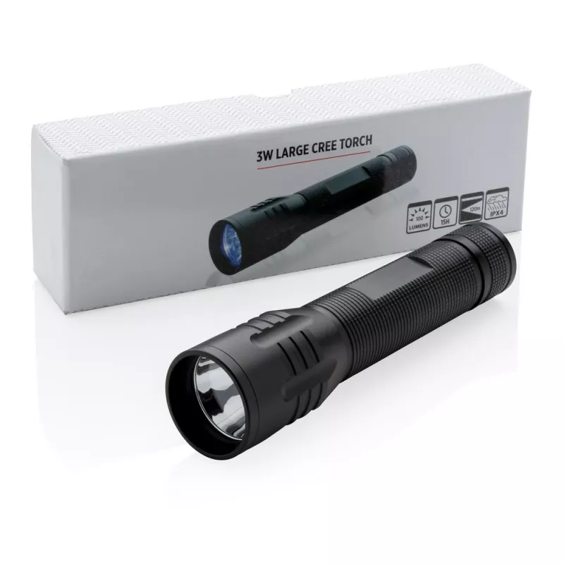 Duża latarka CREE 3W - czarny (P513.461)