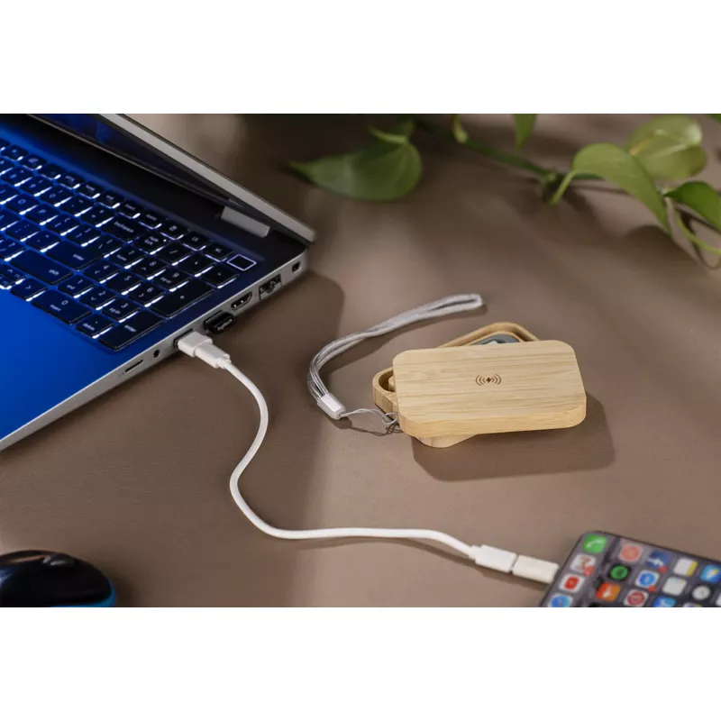 Zestaw kabli do ładowania z ładowarką indukcyjną BUMO - beżowy (09185-17)