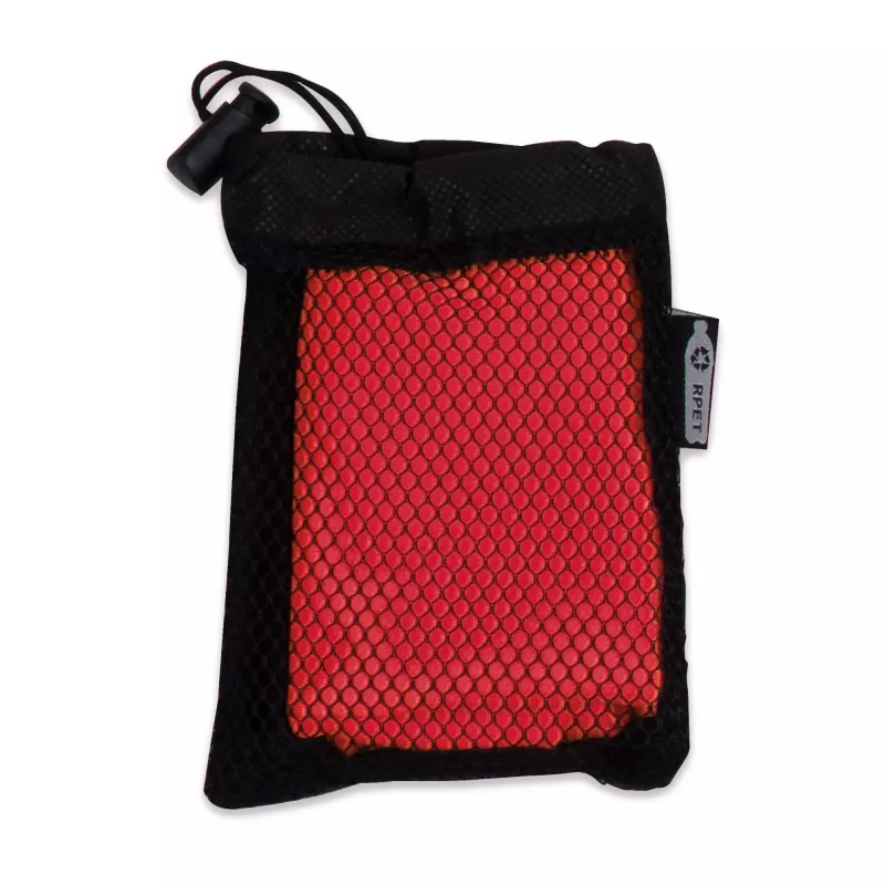 Ręcznik chłodzący z plastiku z recyklingu - czarno / czerwony (LT91204-N0221)