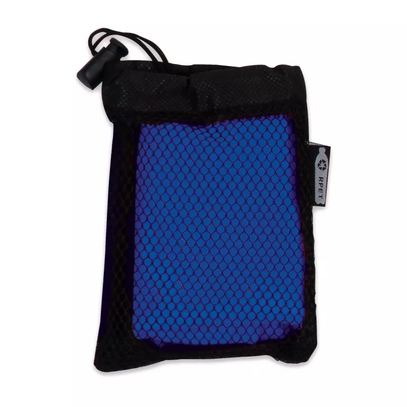 Ręcznik chłodzący z plastiku z recyklingu - czarno / niebieski (LT91204-N0211)