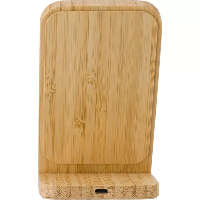 Bambusowa ładowarka bezprzewodowa 5W, stojak na telefon - drewno (V0186-17)