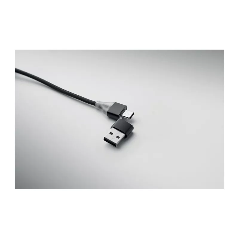 Brelok z kablem 3 w 1 i hubem USB aluminiowy HUBLUE - Czarny (MO3150-03)