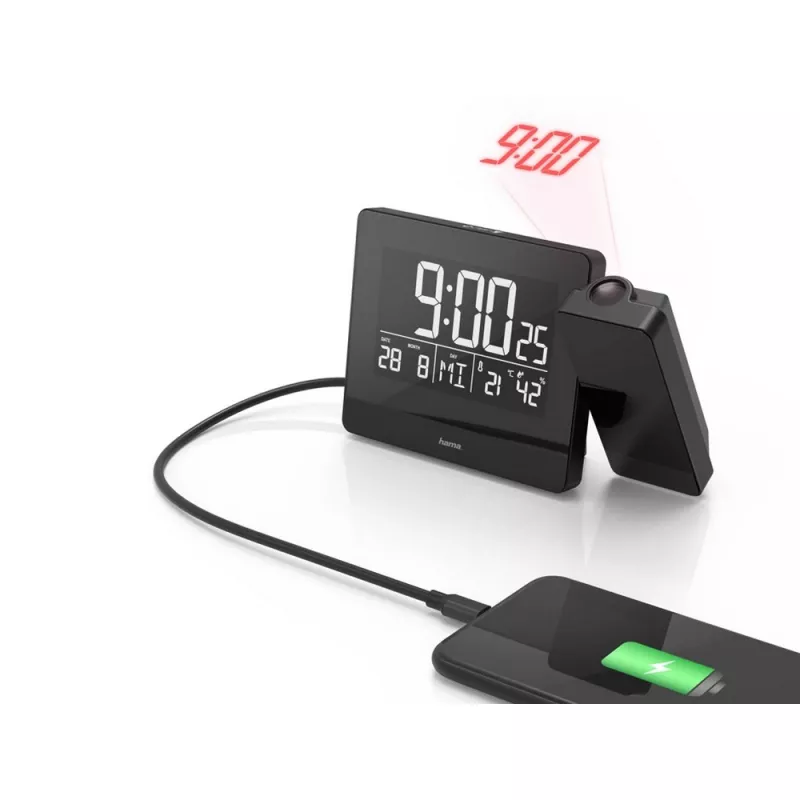Zegar, budzik z projektorem Hama Plus Charge - czarny (VH062-03)