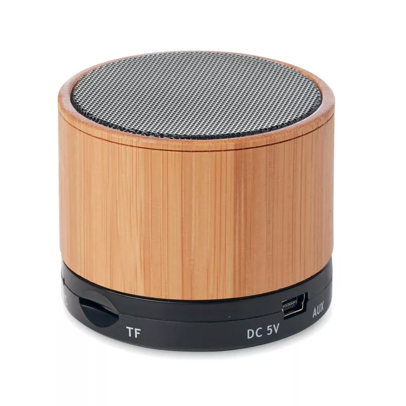 Głośnik w bambusowej obudowie 3W ROUND BAMBOO - Czarny (MO9608-03)