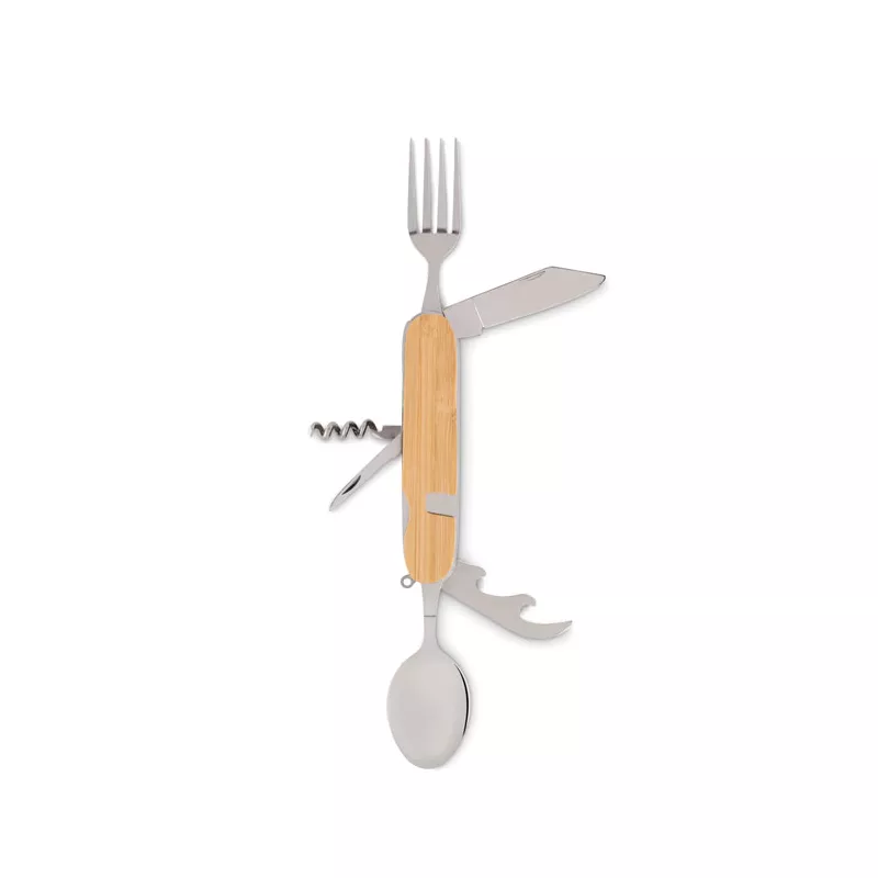 Sztućce kempingowe składane 5 w 1 SUBETE - Drewna (MO6473-40)