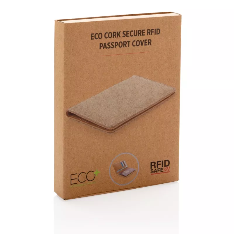 Korkowe etui na karty kredytowe i paszport, ochrona RFID - brązowy (P820.459)