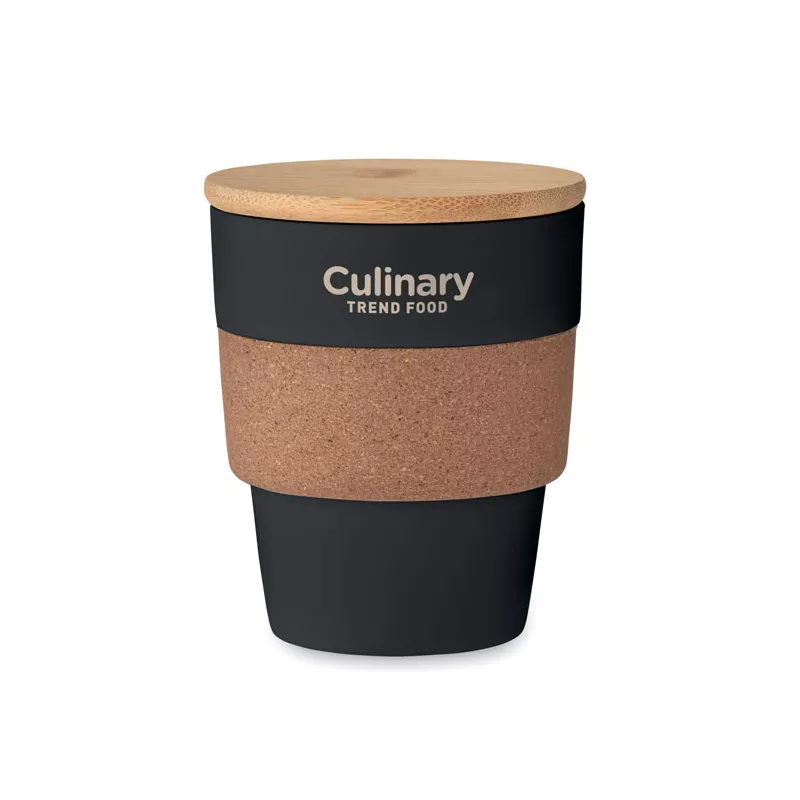 Kubek z PP z korkową opaską 300 ml GALAO - Czarny (MO6981-03)