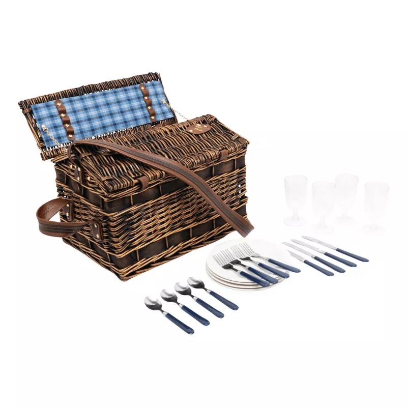 Wiklinowy kosz piknikowy - niebieski (56-0604032)