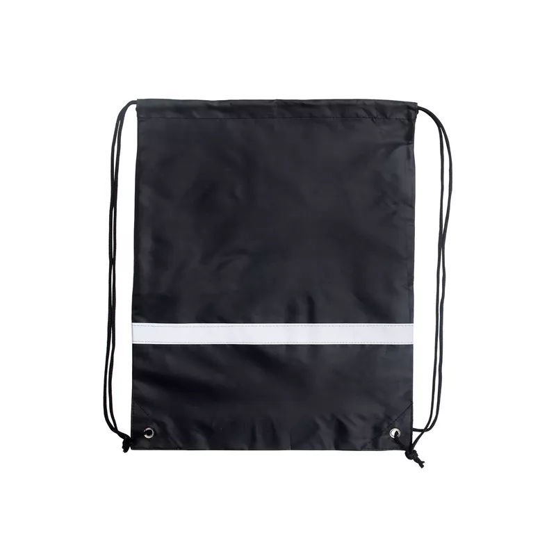 Plecak poliestrowy z taśmą odblaskową, 33.5 x 42 cm - czarny (R08696.02)